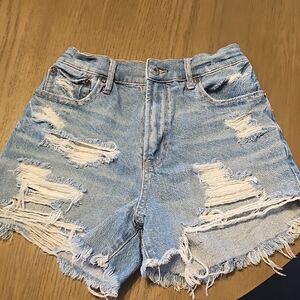 American Eagle Outfitters Light Blue Distressed Jean Shorts